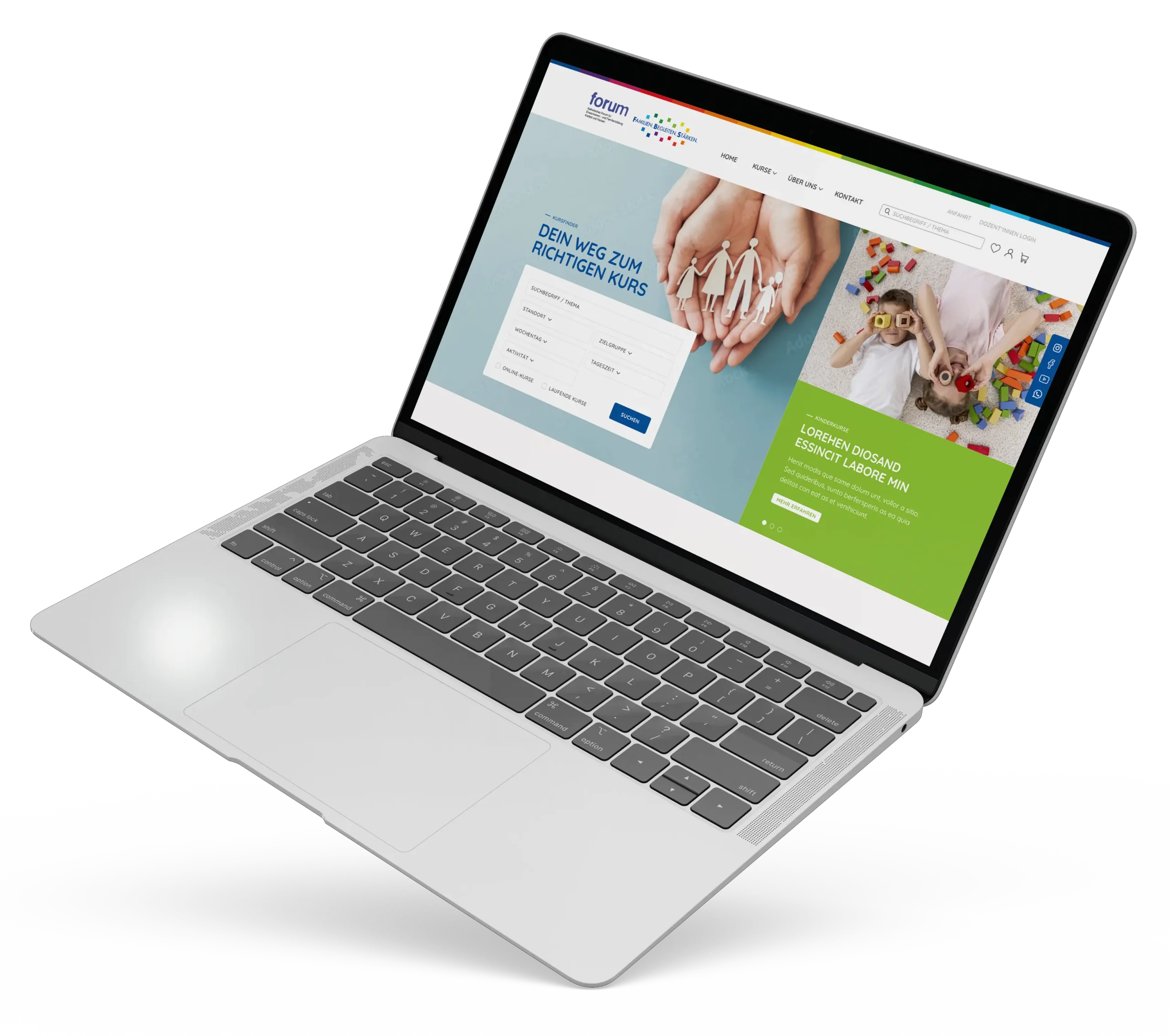 Laptop auf dem eine Forum Webseite geöffnet ist.